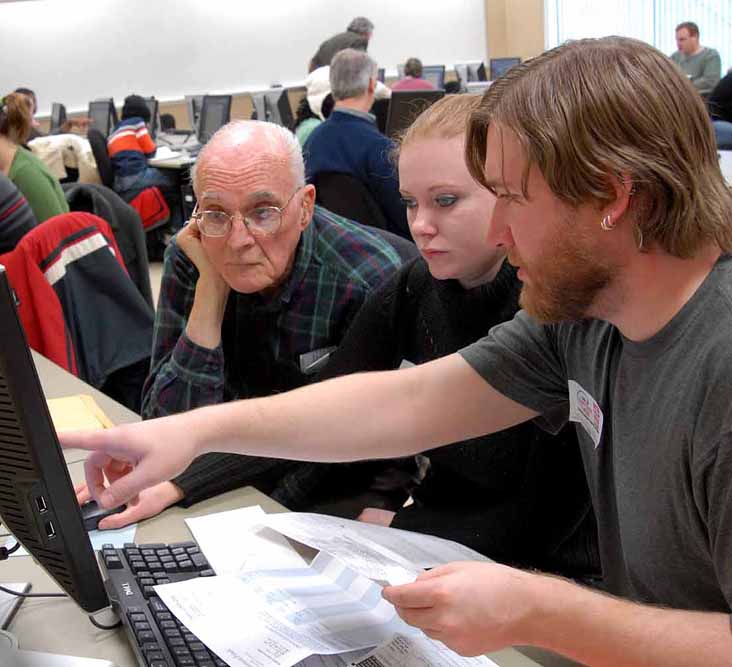 Students participate in the VITA Volunteer Income Tax Assistance Program.