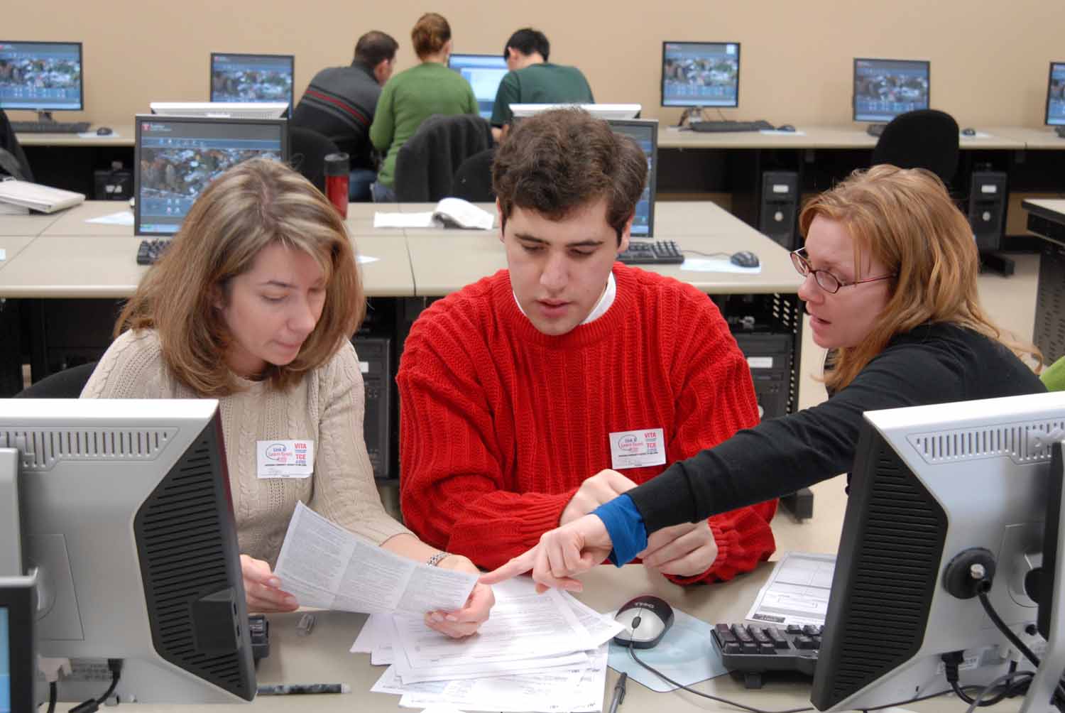 Students participate in the VITA Volunteer Income Tax Assistance Program.