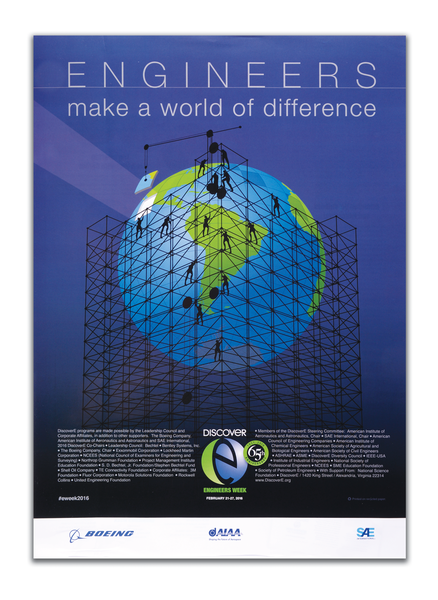 a globe with engineers