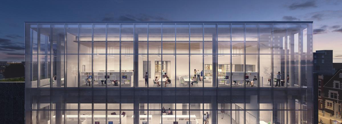 rendering of top floor graduate scholars studio