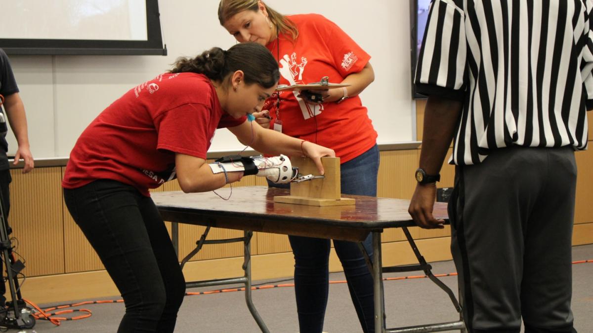 student competing