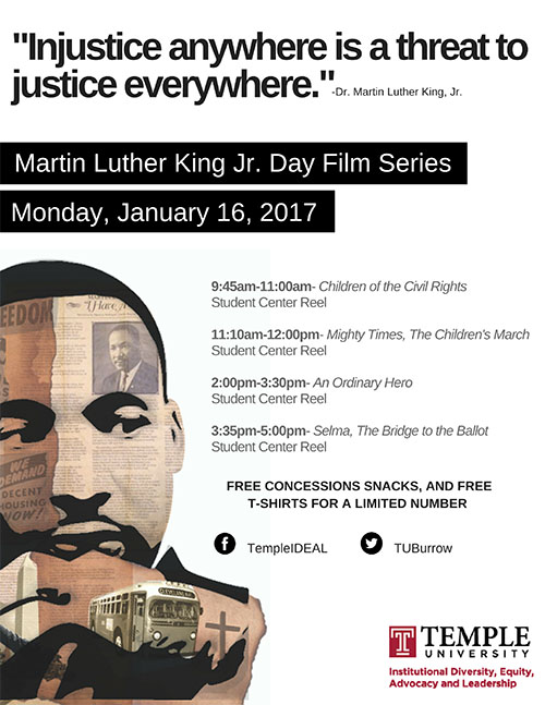 A filer with an illustration of Martin Luther King Jr. and his quote that reads