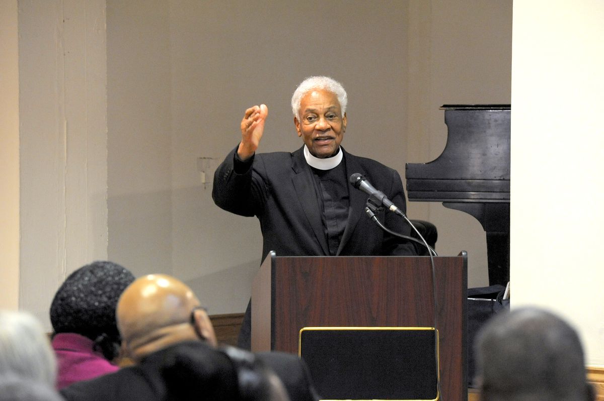 Rev Joseph Williams Jr Speaking at Podium