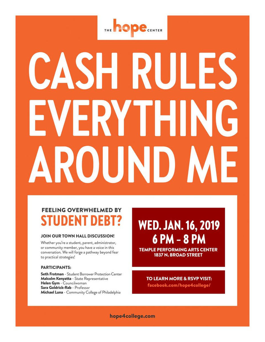 Philly Town Hall on Student Debt Flyer