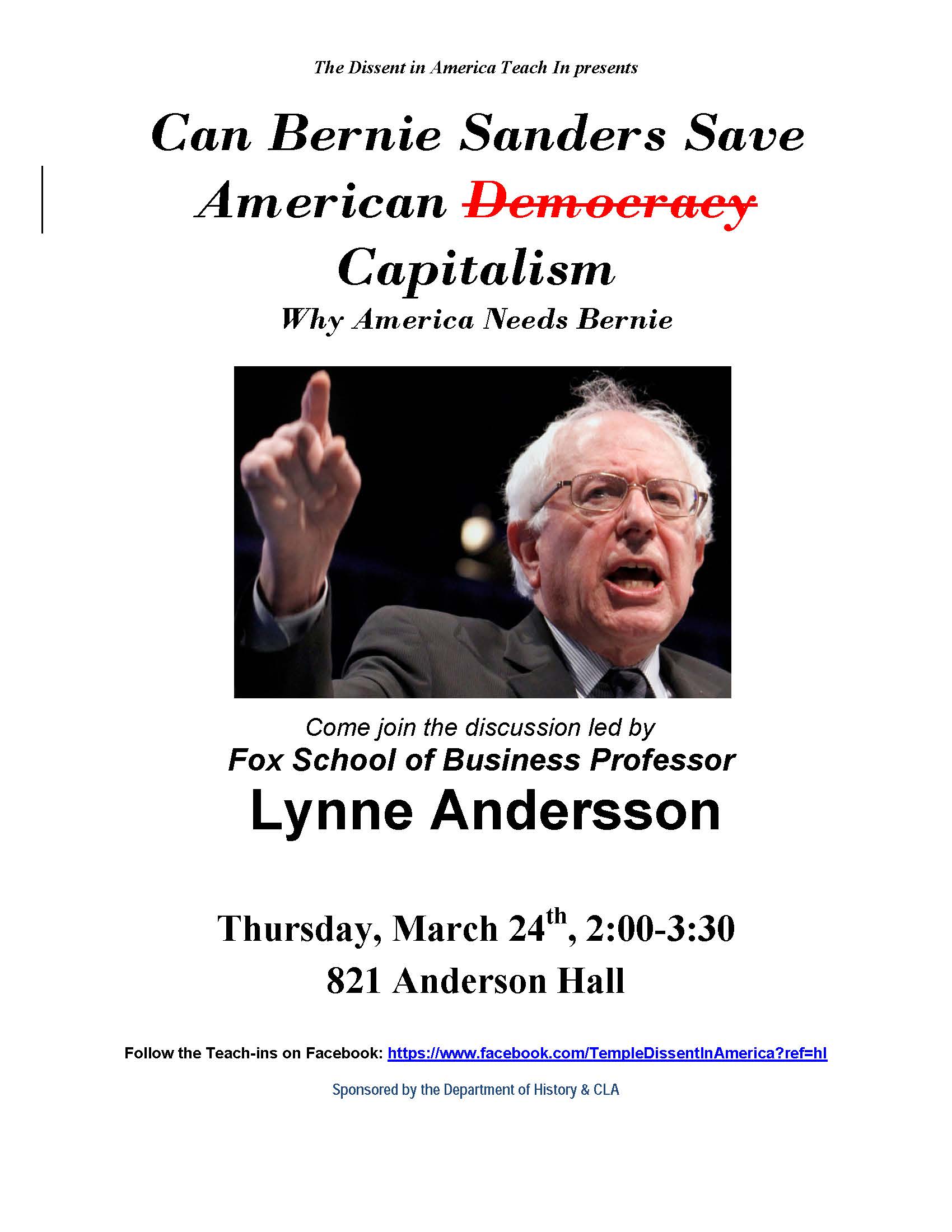 March 24 Dissent in America flier
