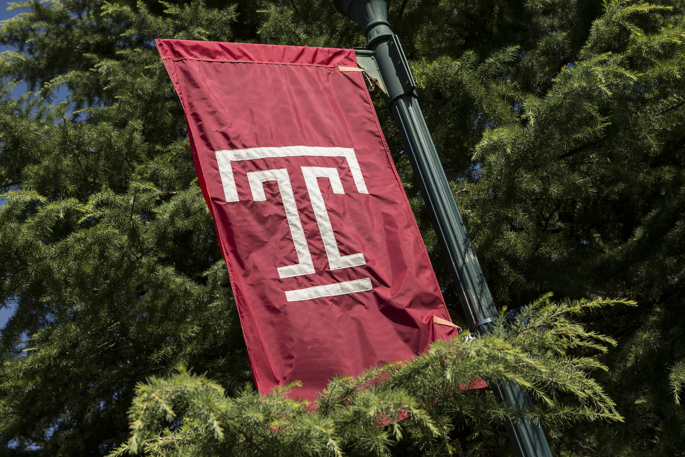 The Temple Flag flying at Temple University Ambler.