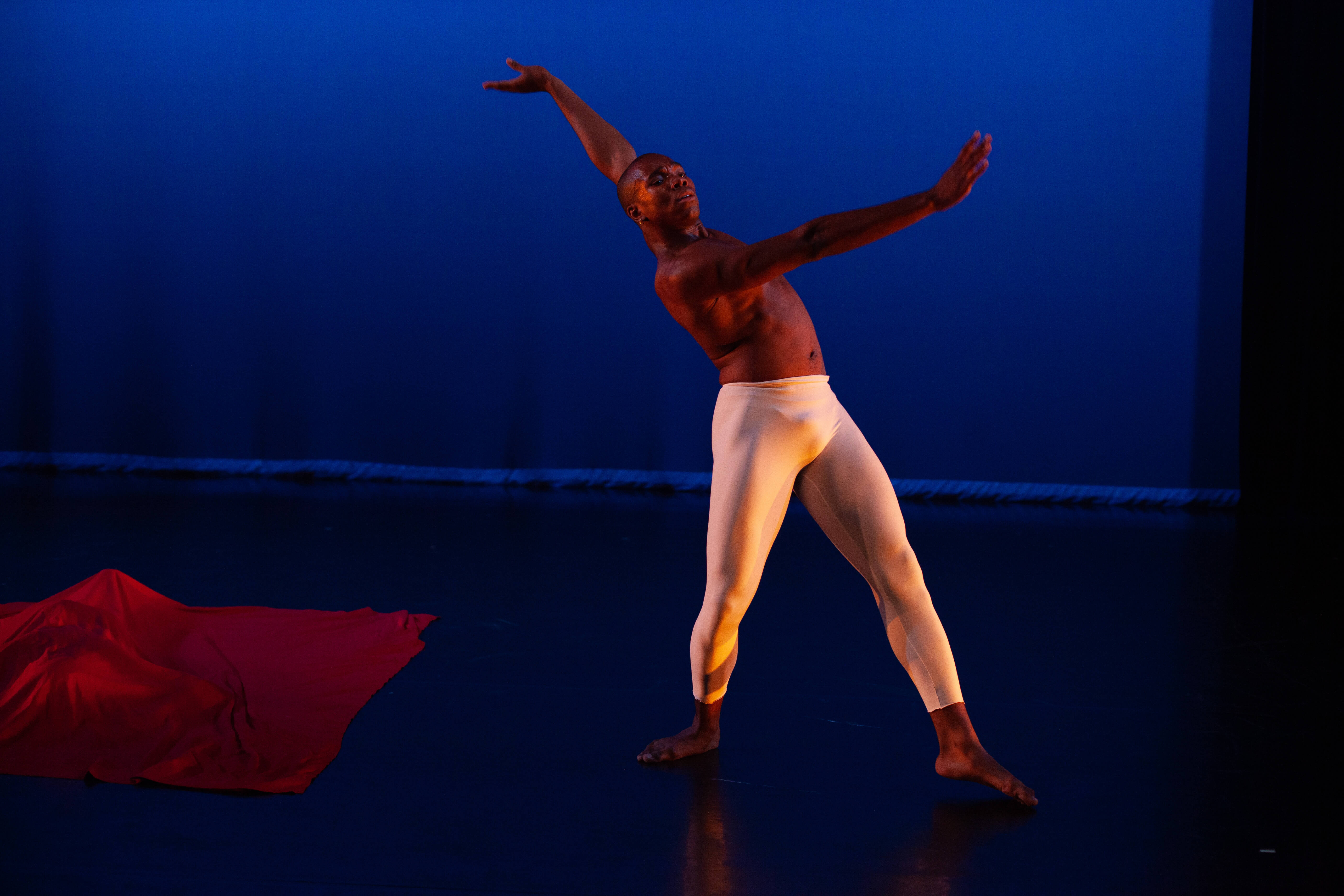 A Boyer dance student performs on stage.