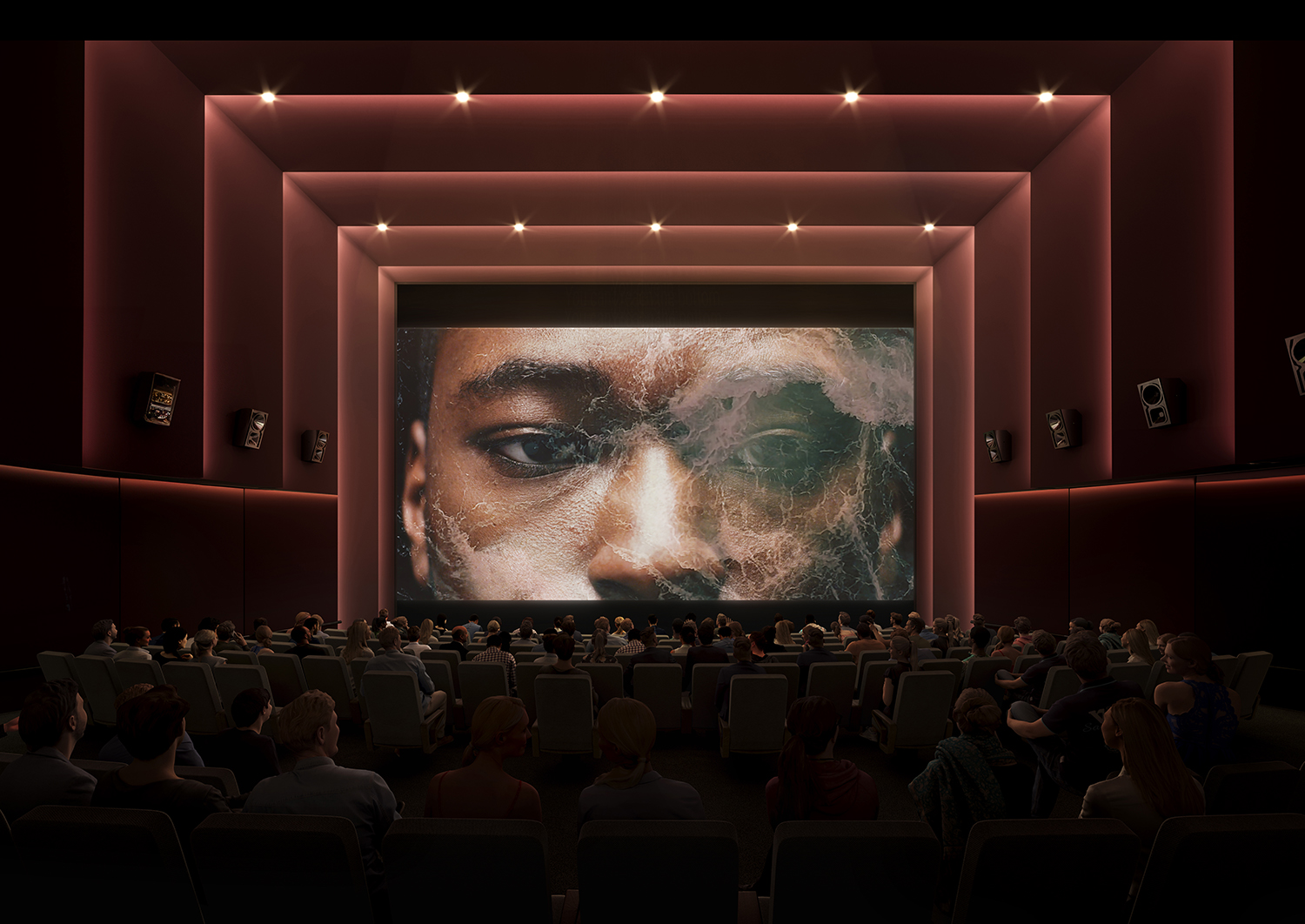 A rendering of a theater in the new home for Klein/CPCA.