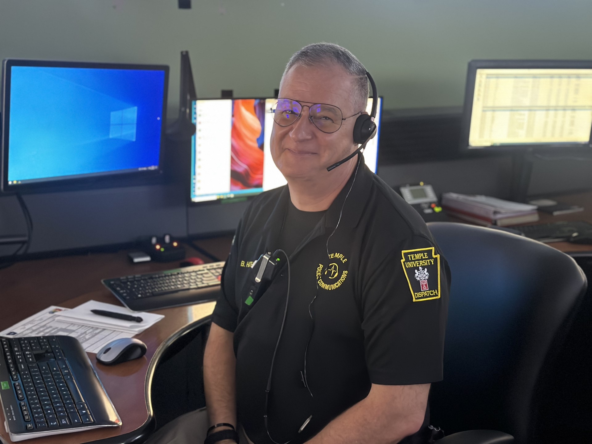 Brian Hathaway pictured in the Communications Center.