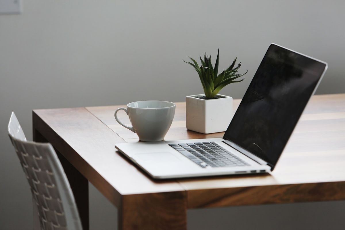 laptop on a table