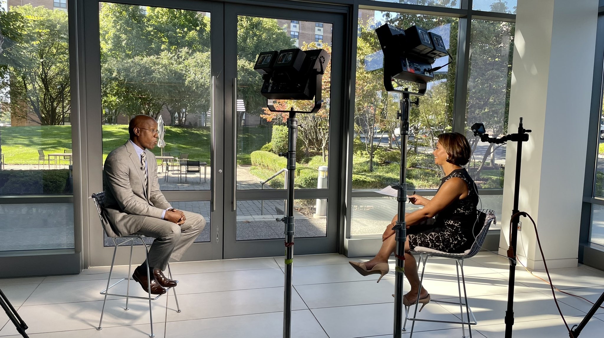 President Wingard speaks with Tamala Edwards.