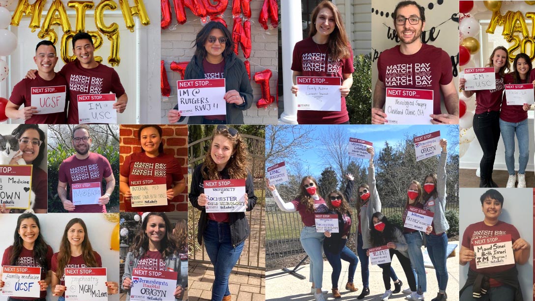 students celebrating their matches