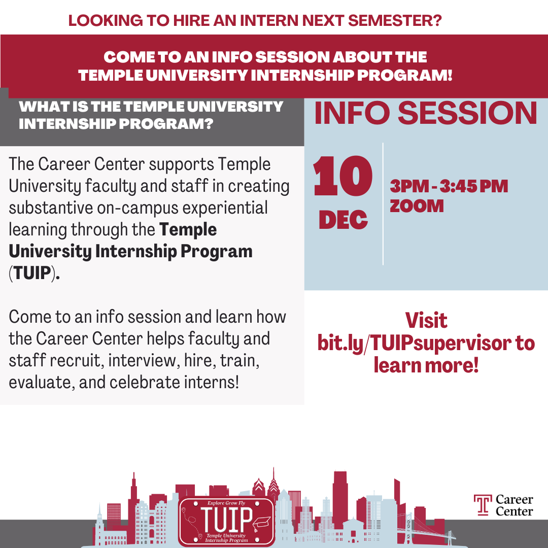 TUIP - Prospective Supervisor Info Session - 12/10