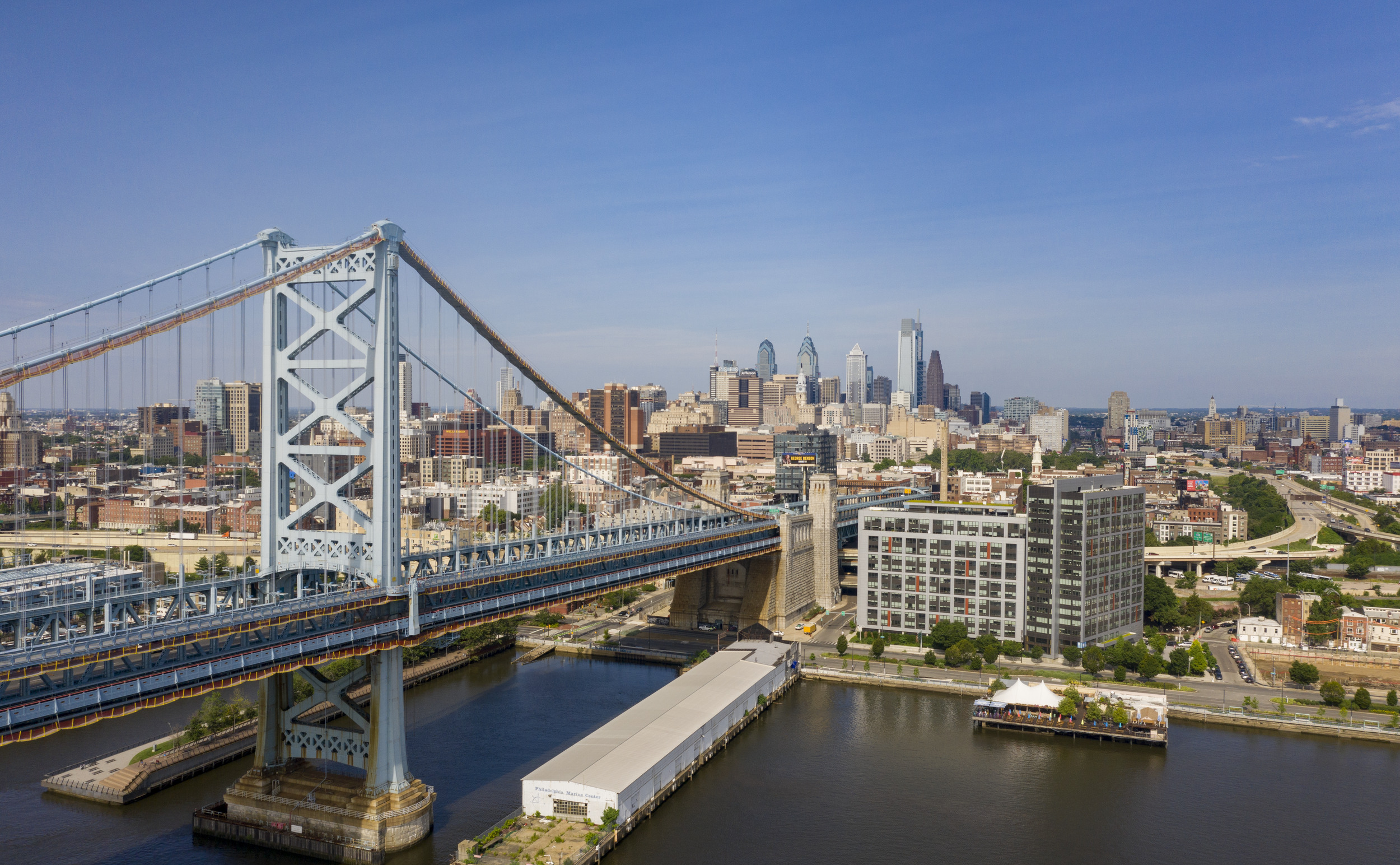 An aerial image of Philadelphia pictured.