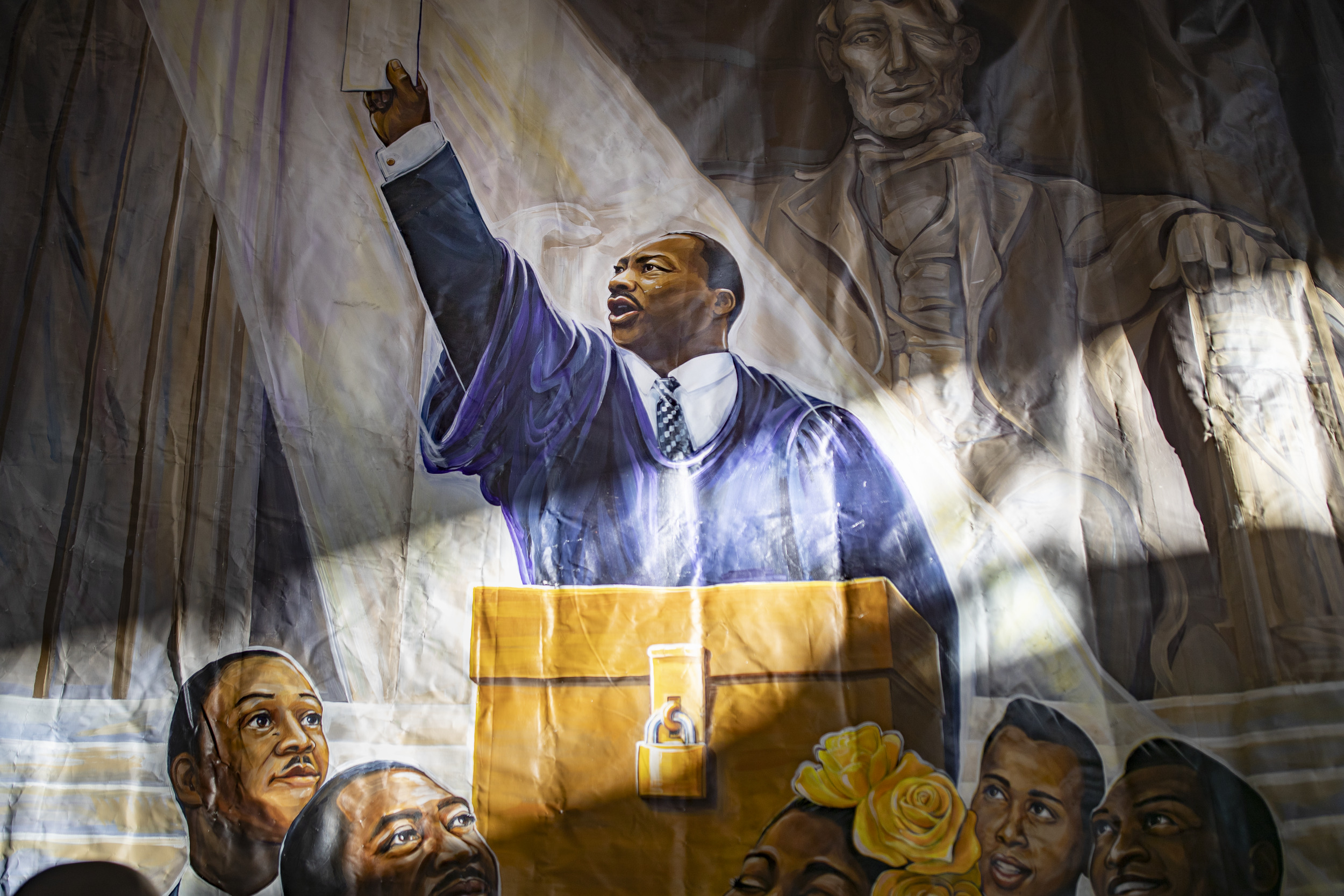 A mural of Martin Luther King Jr. pictured.