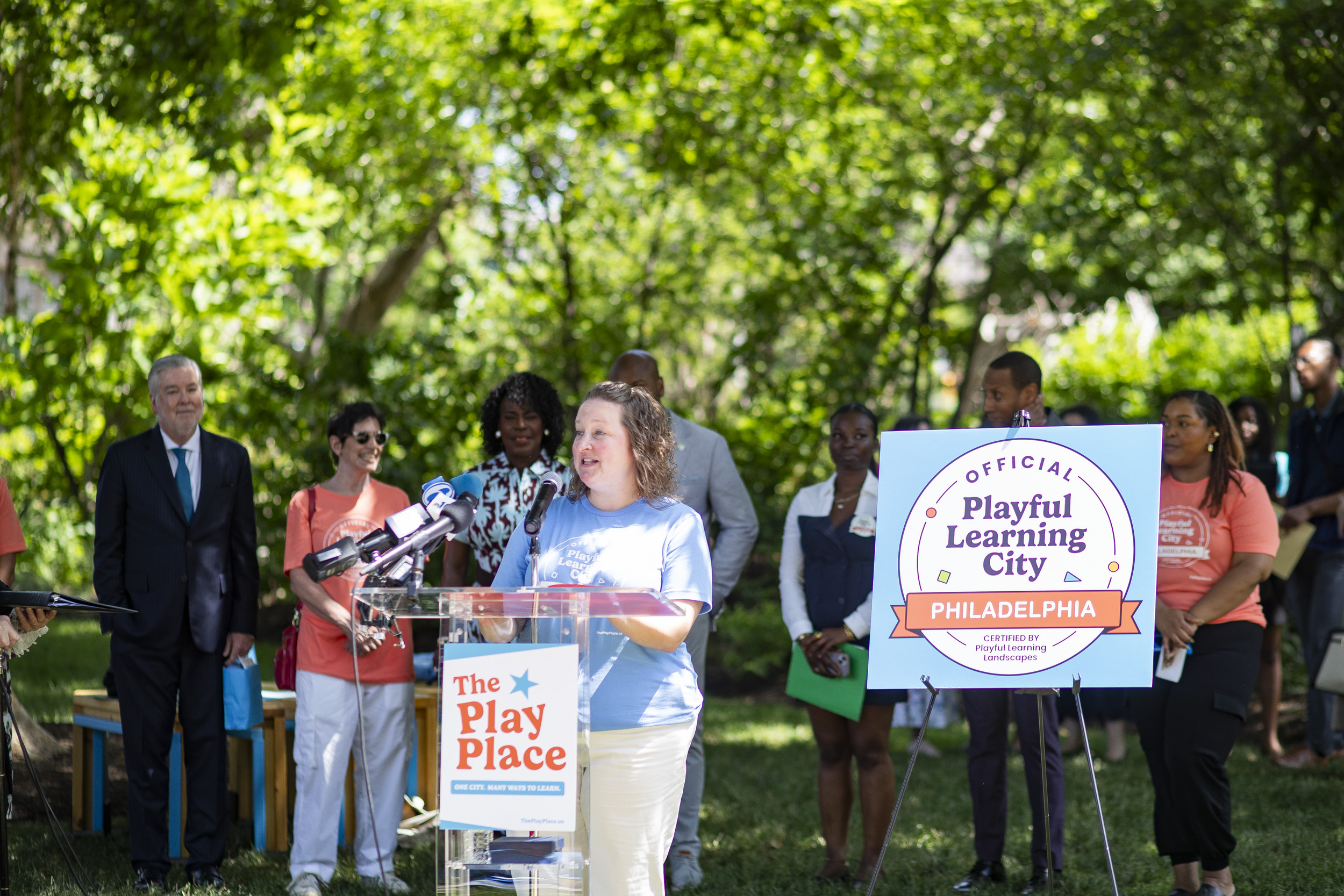 Sarah Lytle, who is the executive director of Playful Learning Landscapes, at ribbon cutting event