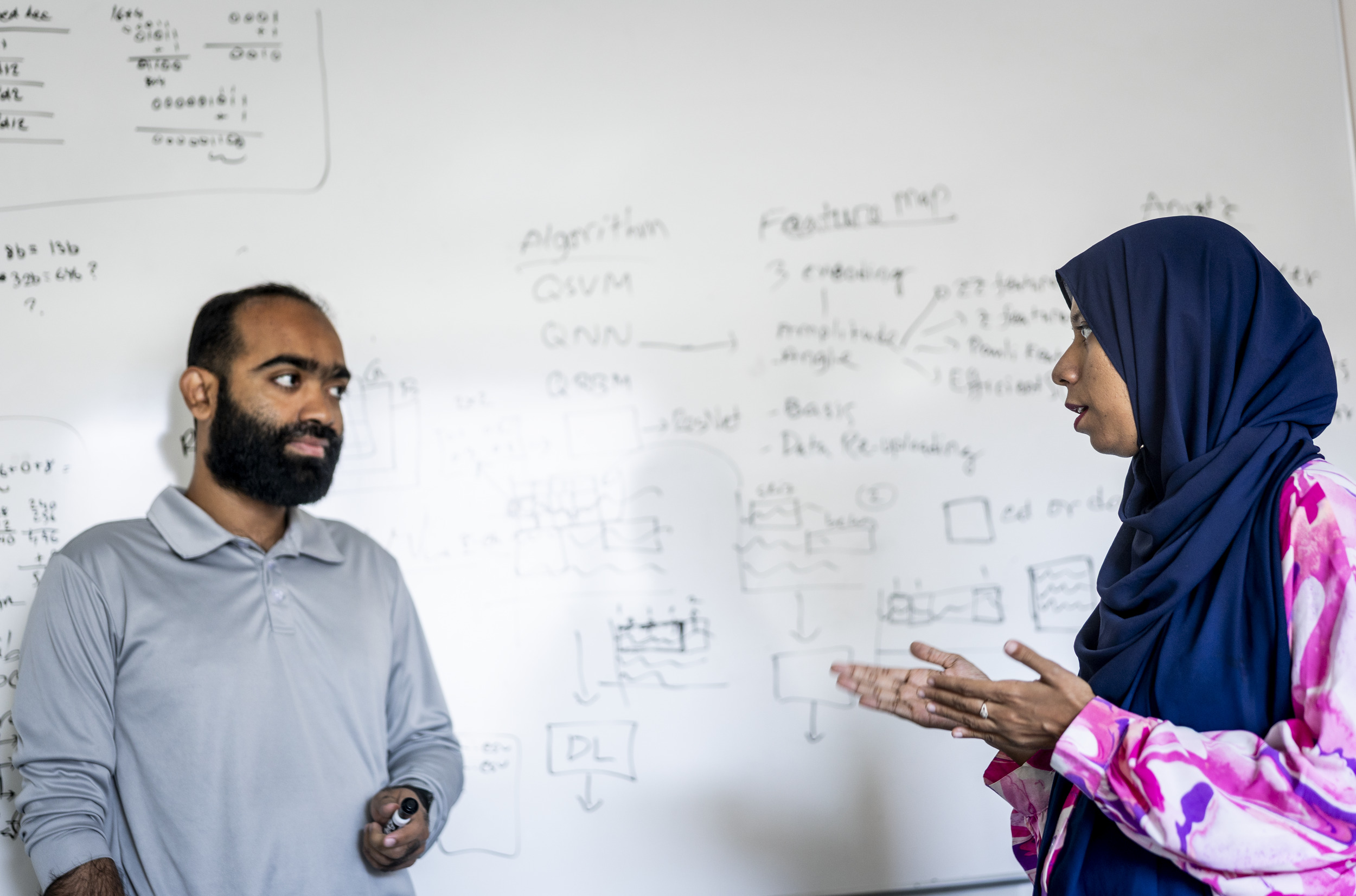 Image of PhD candidate Sadia Afrin Purba and electrical and computer engineering graduate student Md Abdullah Al Mamun.