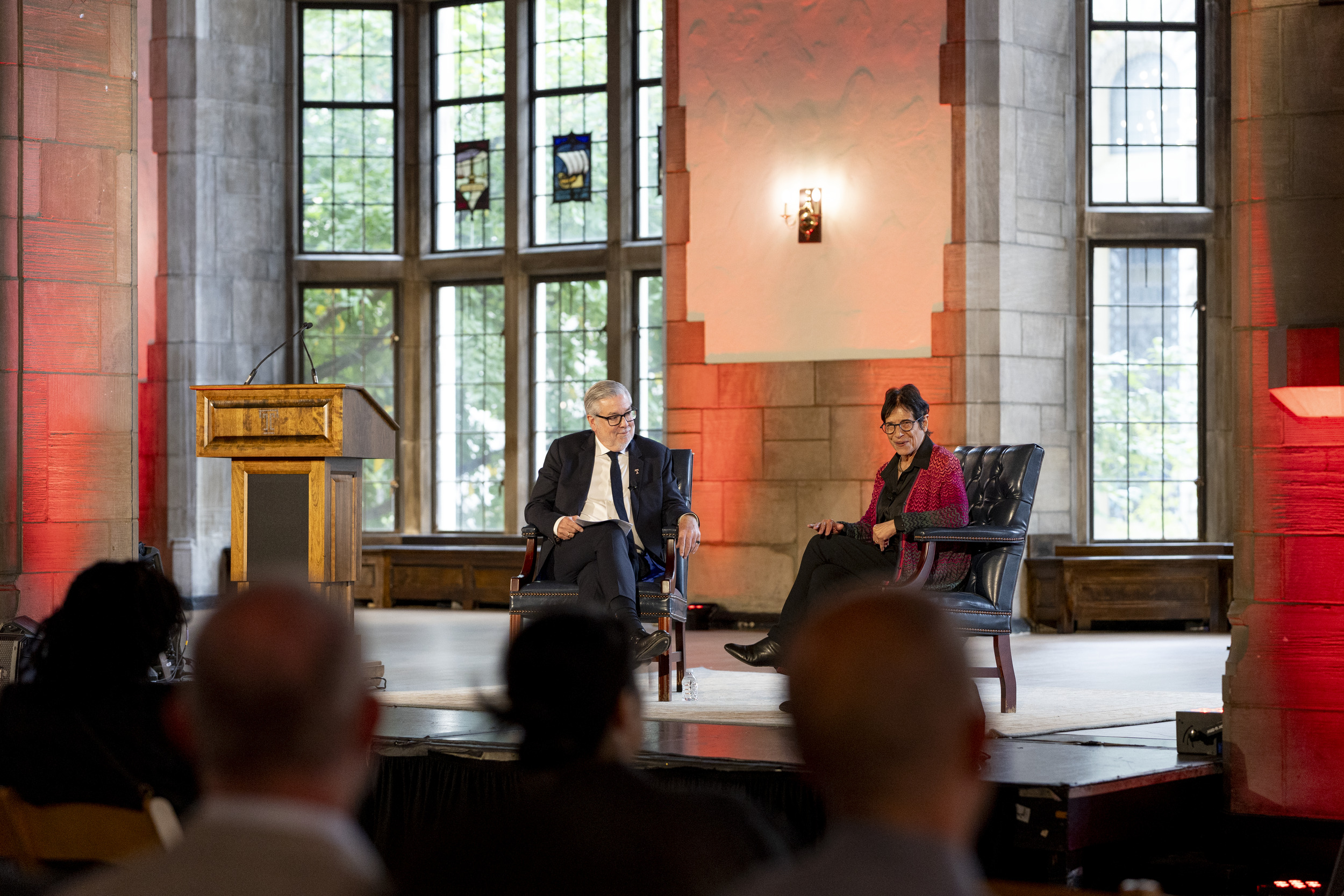 Temple President John Fry and psychology professor Kathy Hirsh-Pasek explore how playful learning is reshaping education during the university’s fall Innovation with Impact event at Mitten Hall.