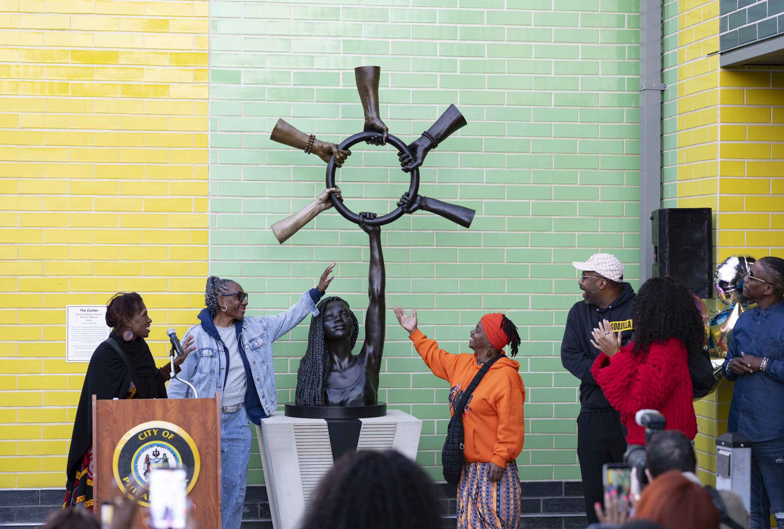 community members unveiling the center