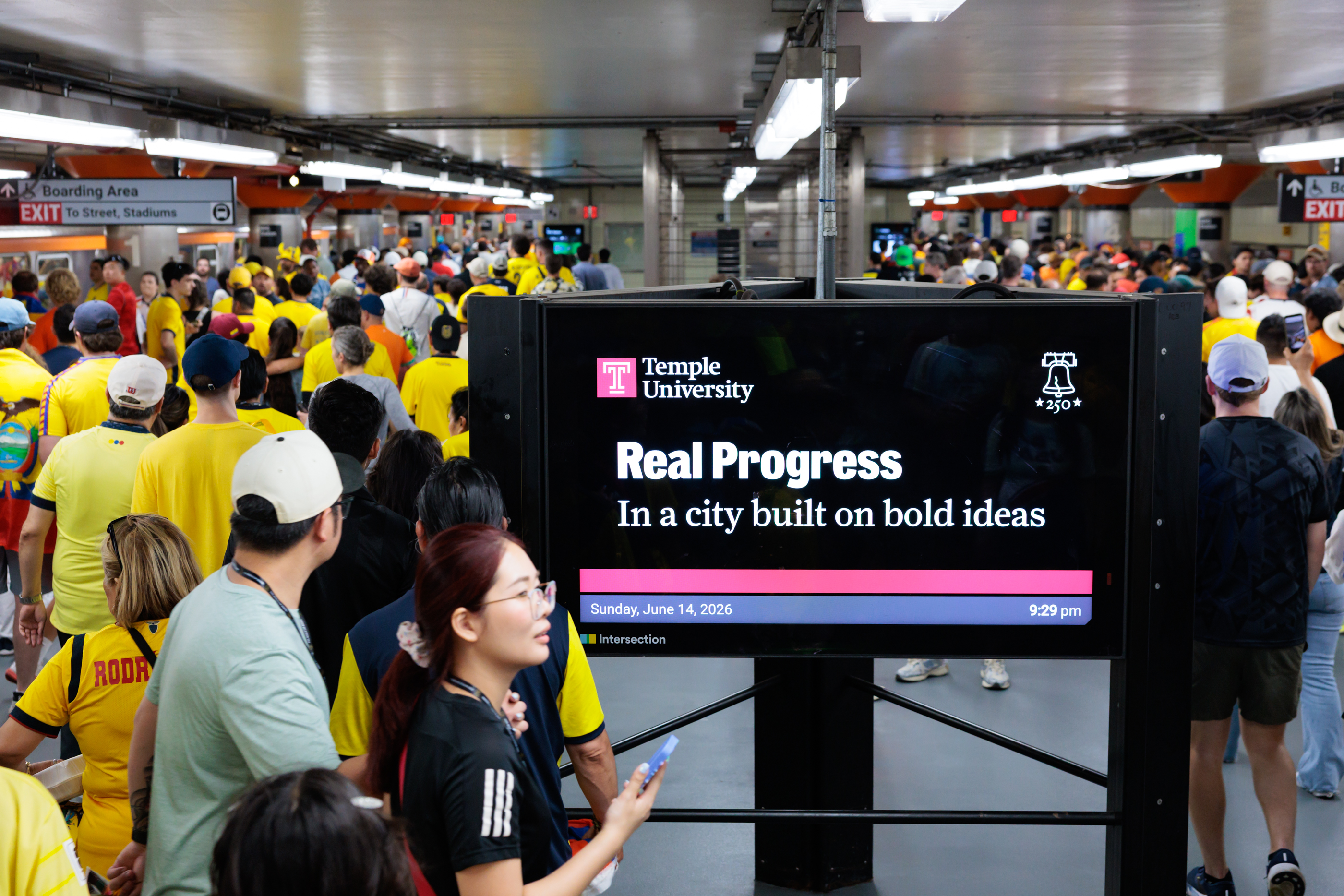 Temple advertisement at NRG Station.