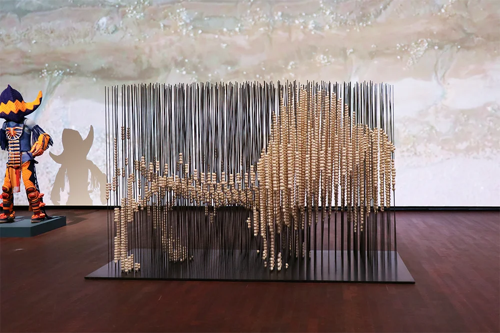 Bison Bead Project on view in a gallery