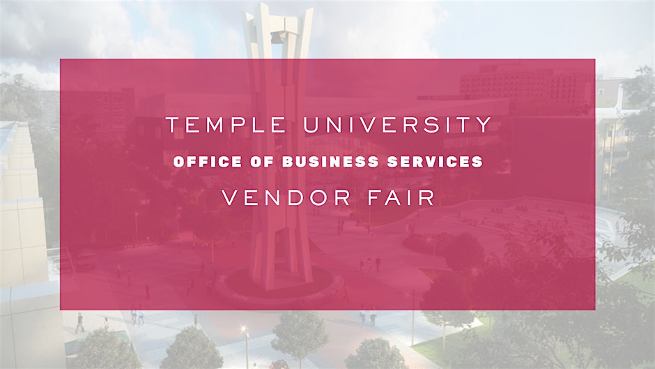 Promotional graphic for Temple University Office of Business Services Vendor Fair
