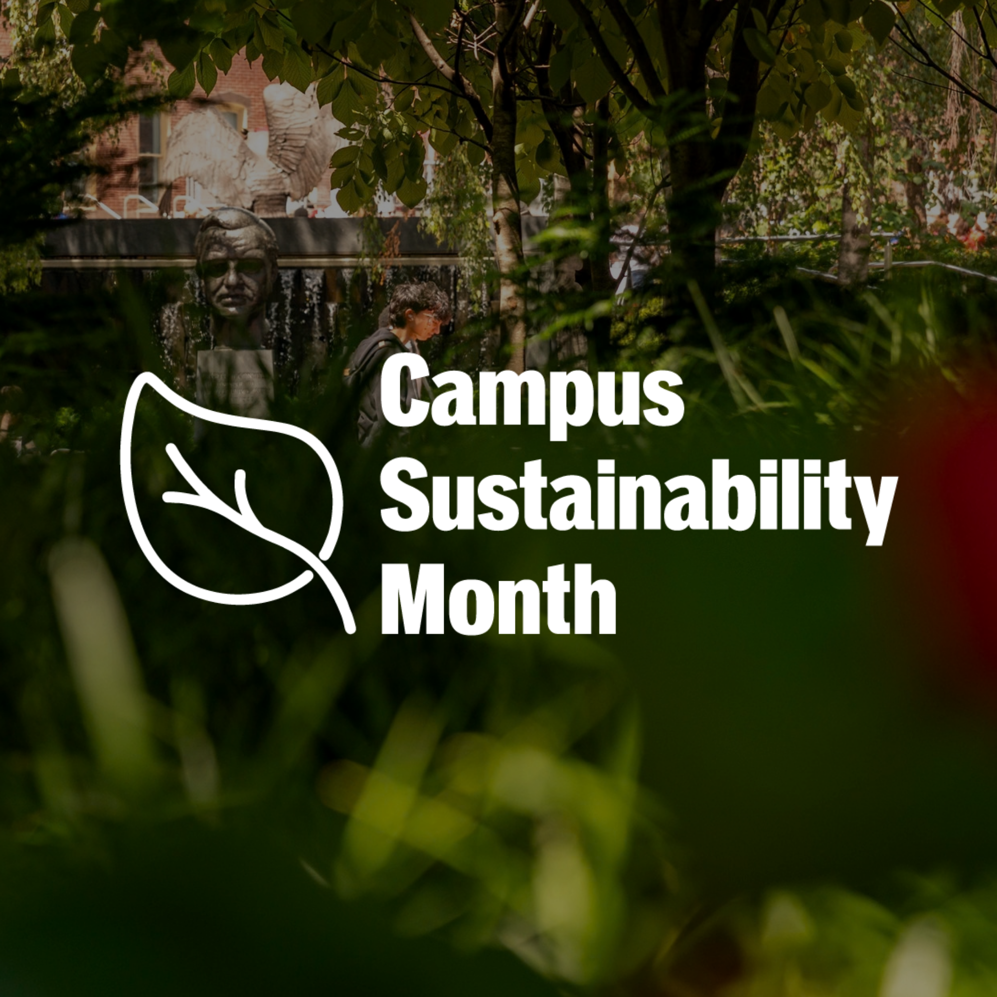 Abstract tree shot with campus sustainability month logo