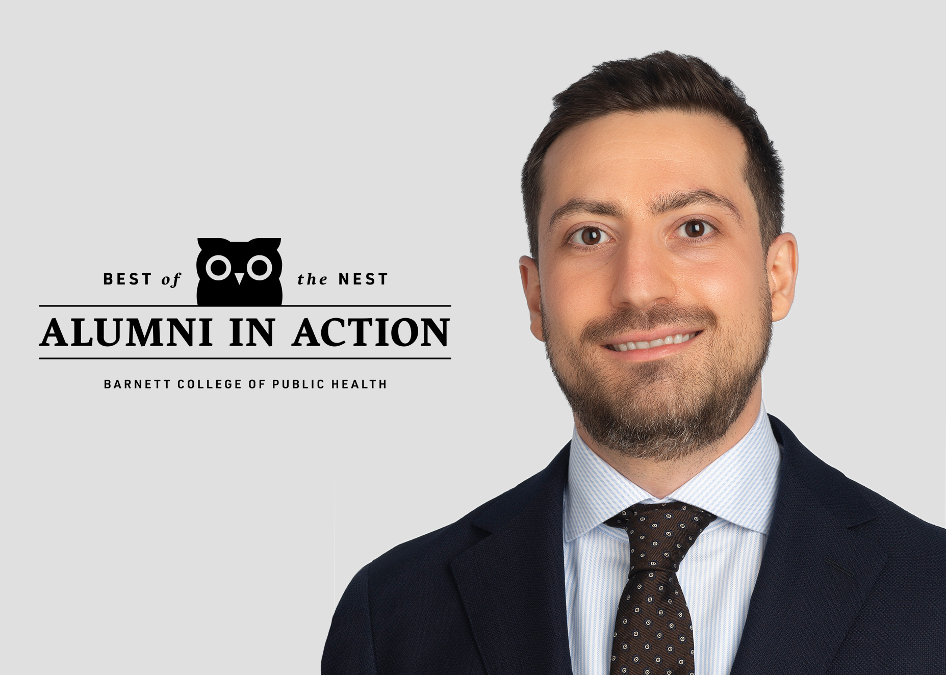 Portrait of Hamlet Gasoyan with a Best of the Nest graphic.