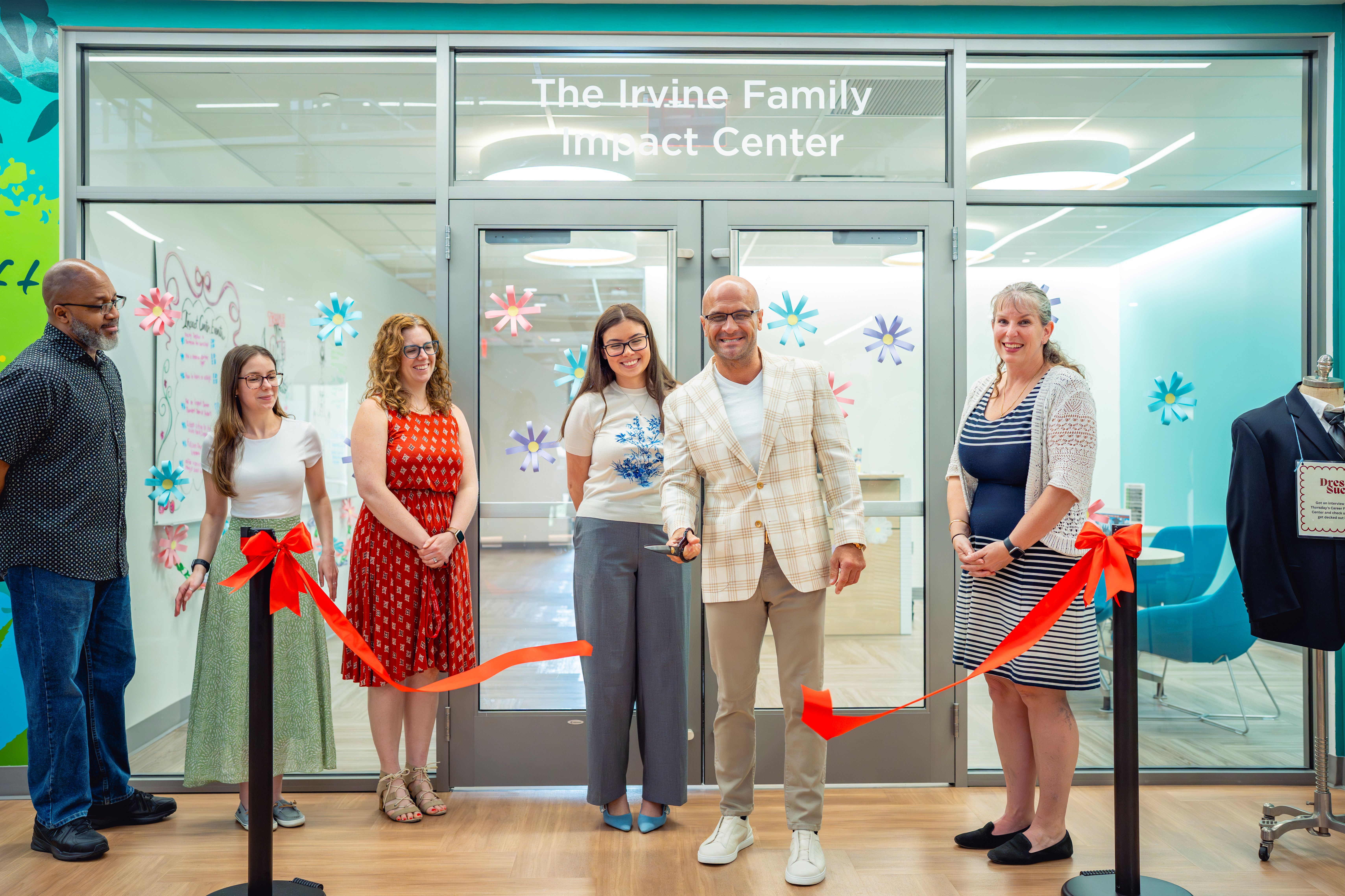 Made possible by a $1.5 million gift from Nathaniel Irvine, the Irvine Family Impact Center in Paley Hall offers students a space to connect, collaborate and access key resources.