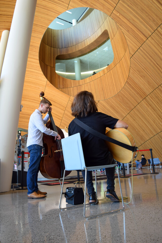 musicians performing in Charles Library