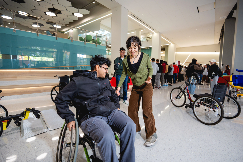 Students interact at annual Assistive Tech Expo in Paley Hall.