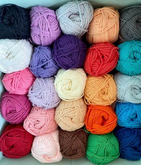 Colorful skeins of yarn