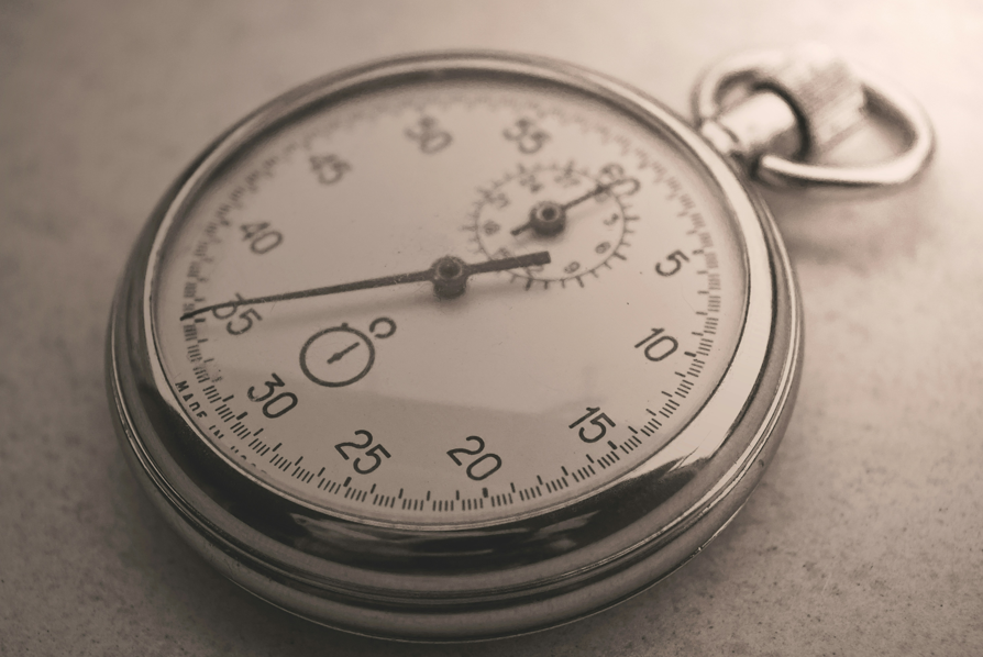 A silver stopwatch 