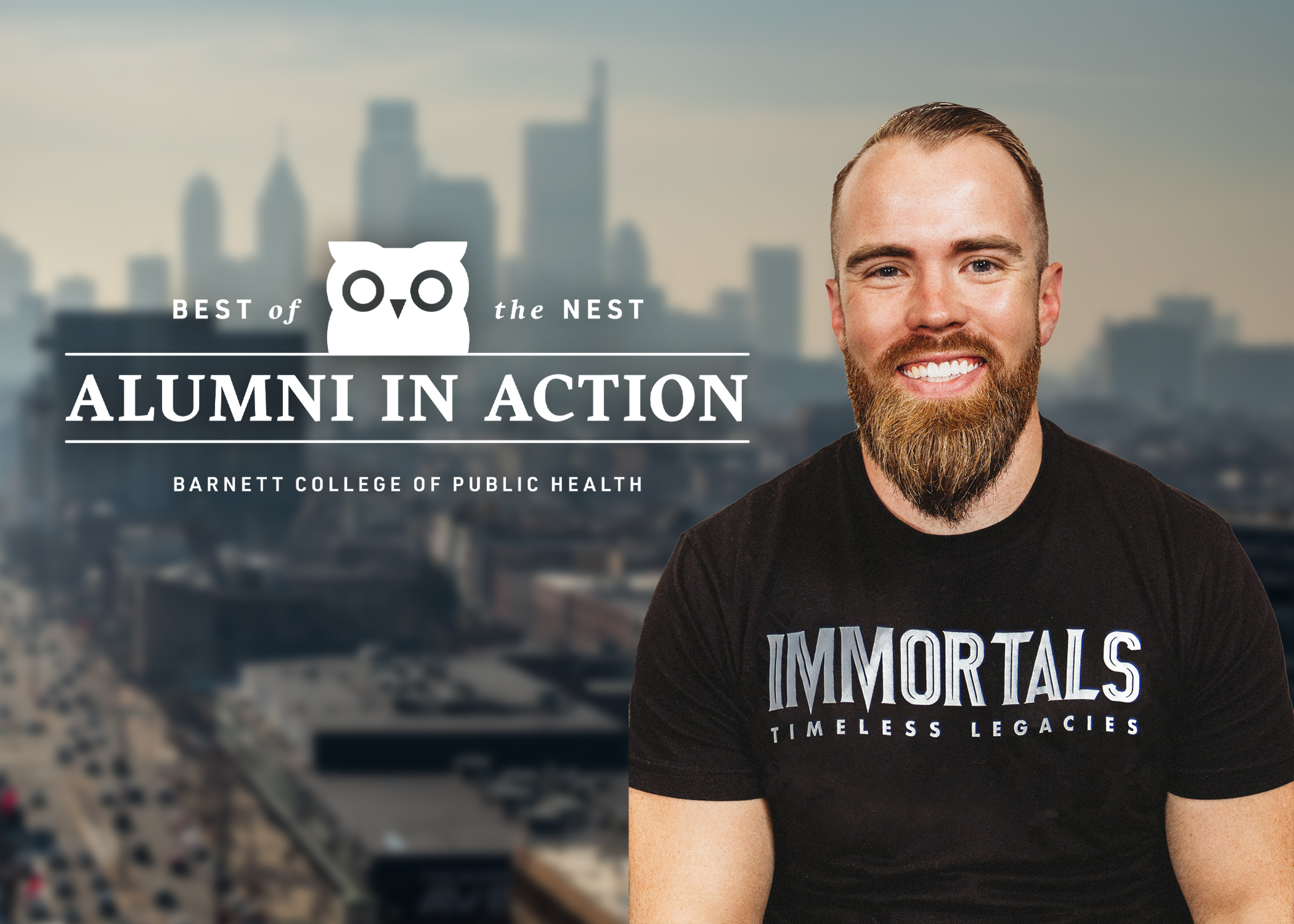 Portrait of Jordan Spector beside the Best of the Nest logo.