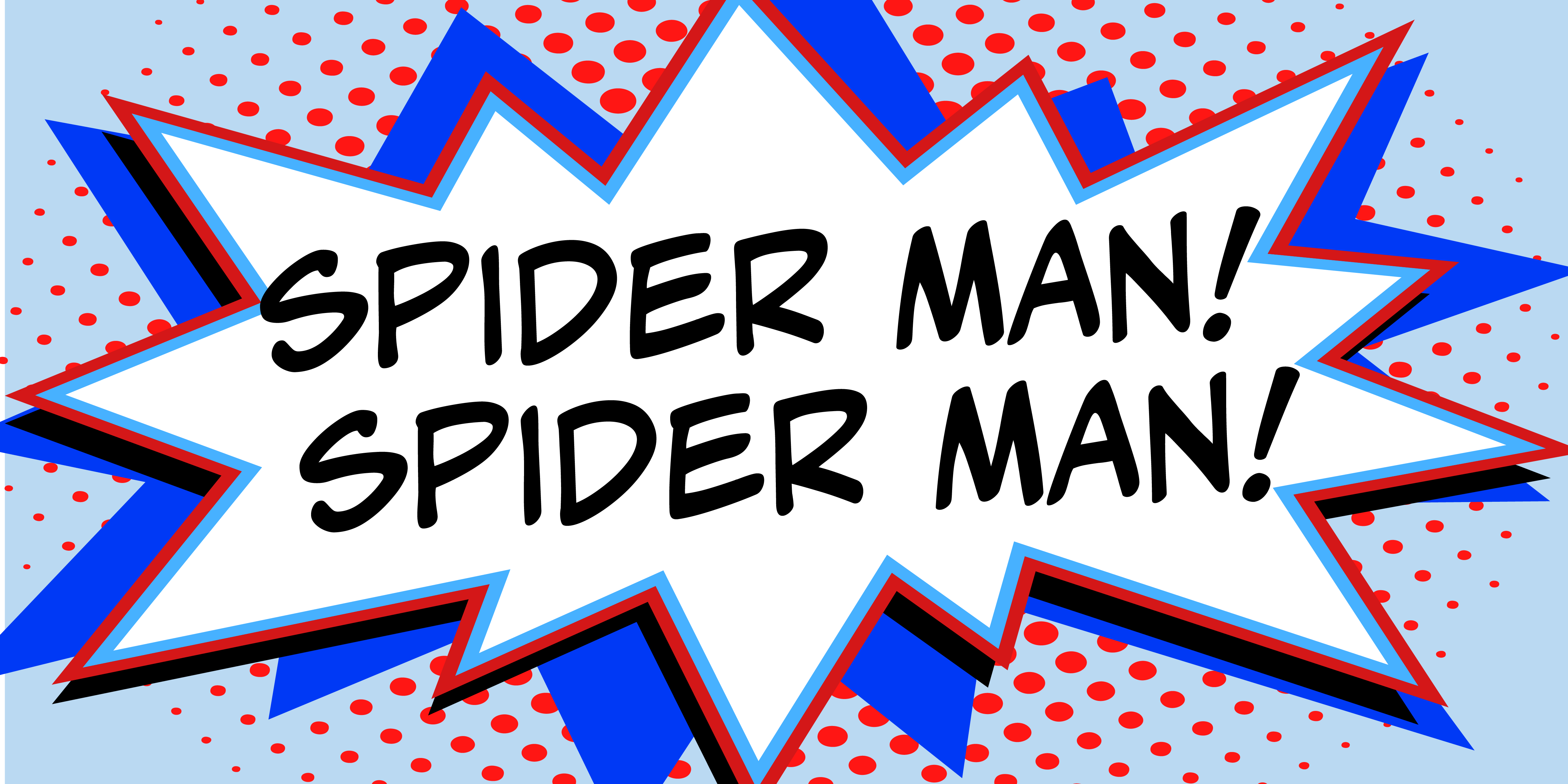 Text that says Spider-Man on a comic-styled background.