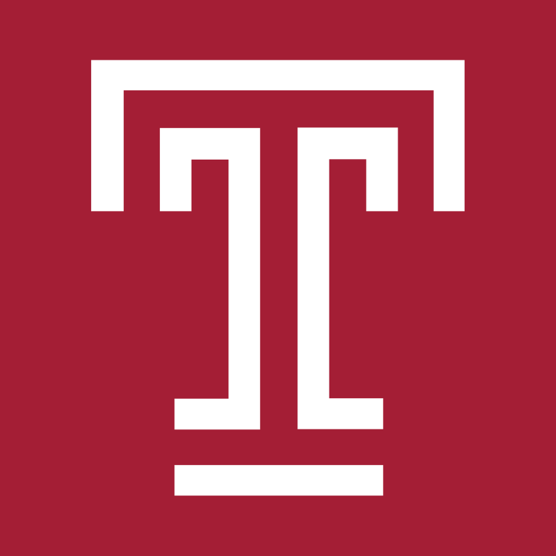 Temple T Logo, with white T and cherry red box