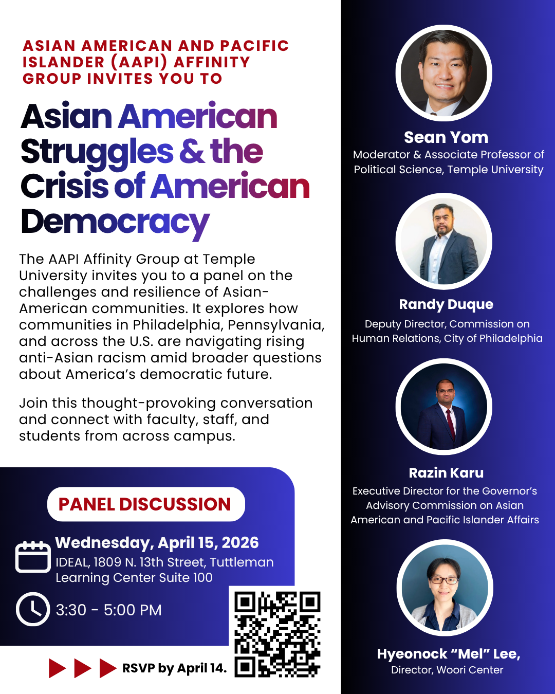 graphic for AAPI Affinity Group's Spring 2026 panel discussion