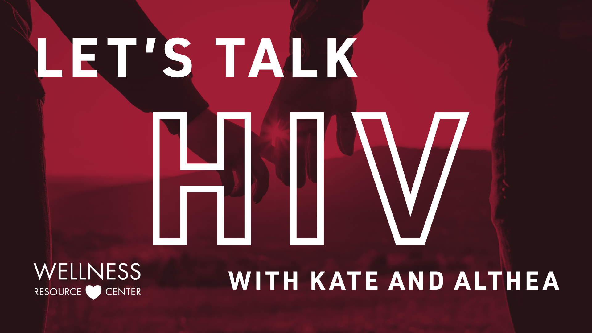 photo of two people holding hands with red filter over it