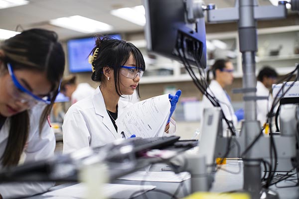 Pharmacy student in lab