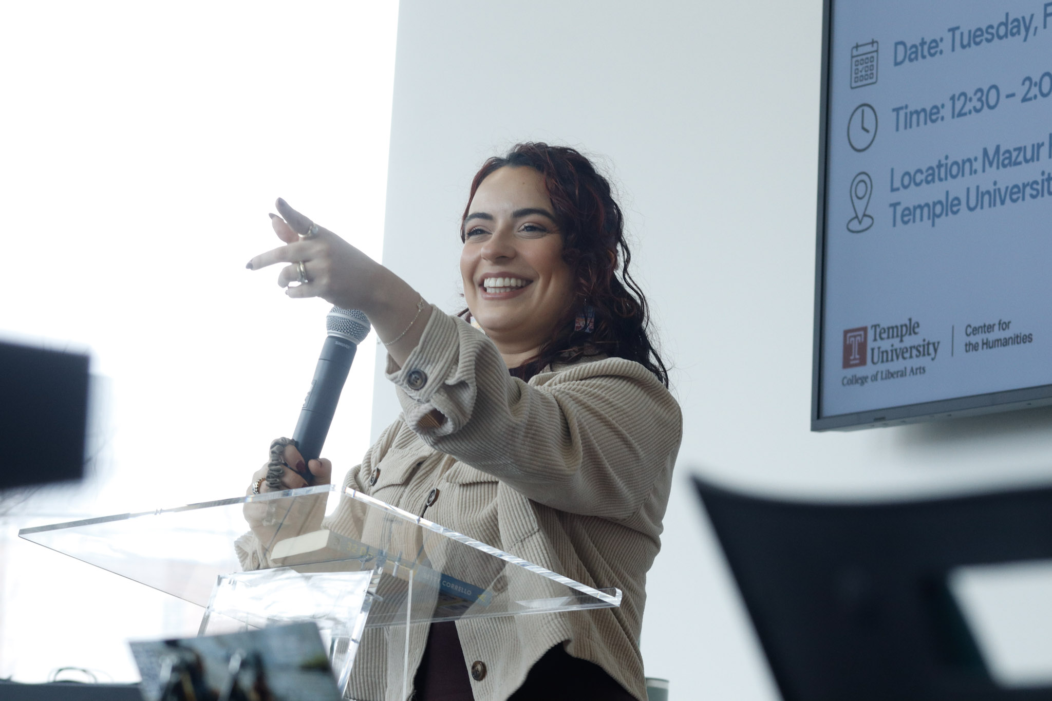 Betty Corrello takes questions from students