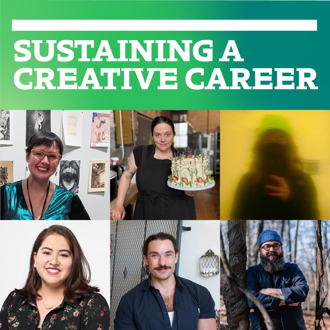 decorative image with profiles of the 6 panel speakers