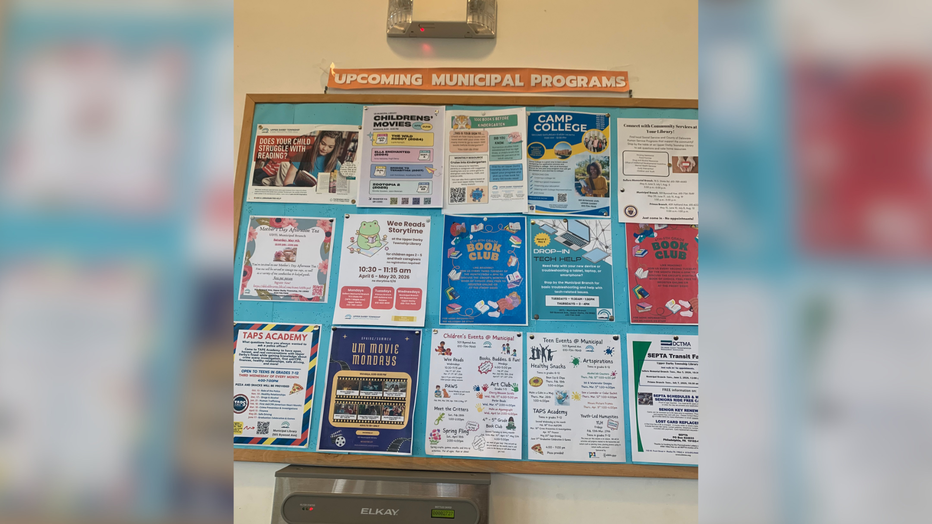 Posters on bulletin board