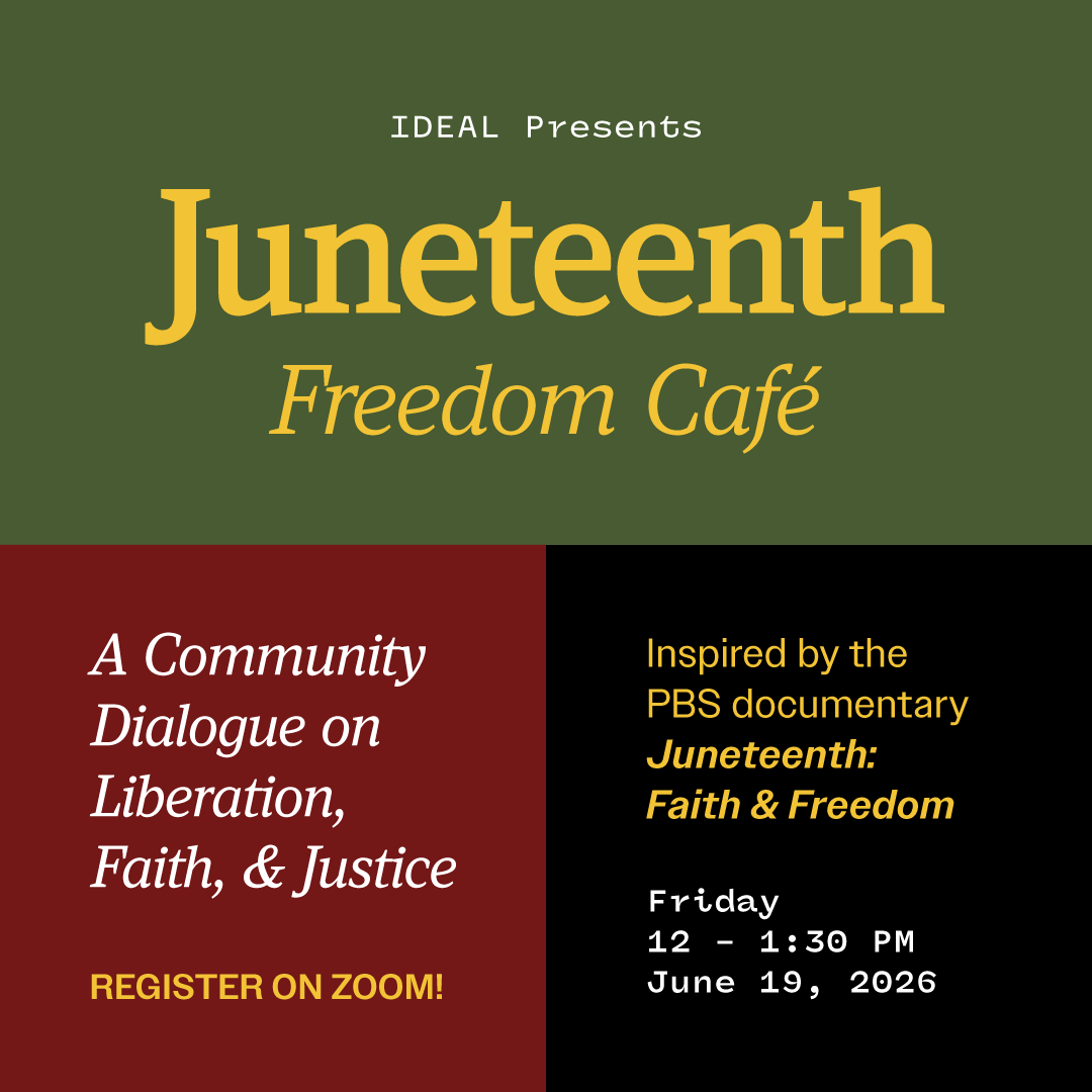 a graphic for Juneteenth Freedom Cafe: A Community Dialogue on Liberation, Faith, and Justice