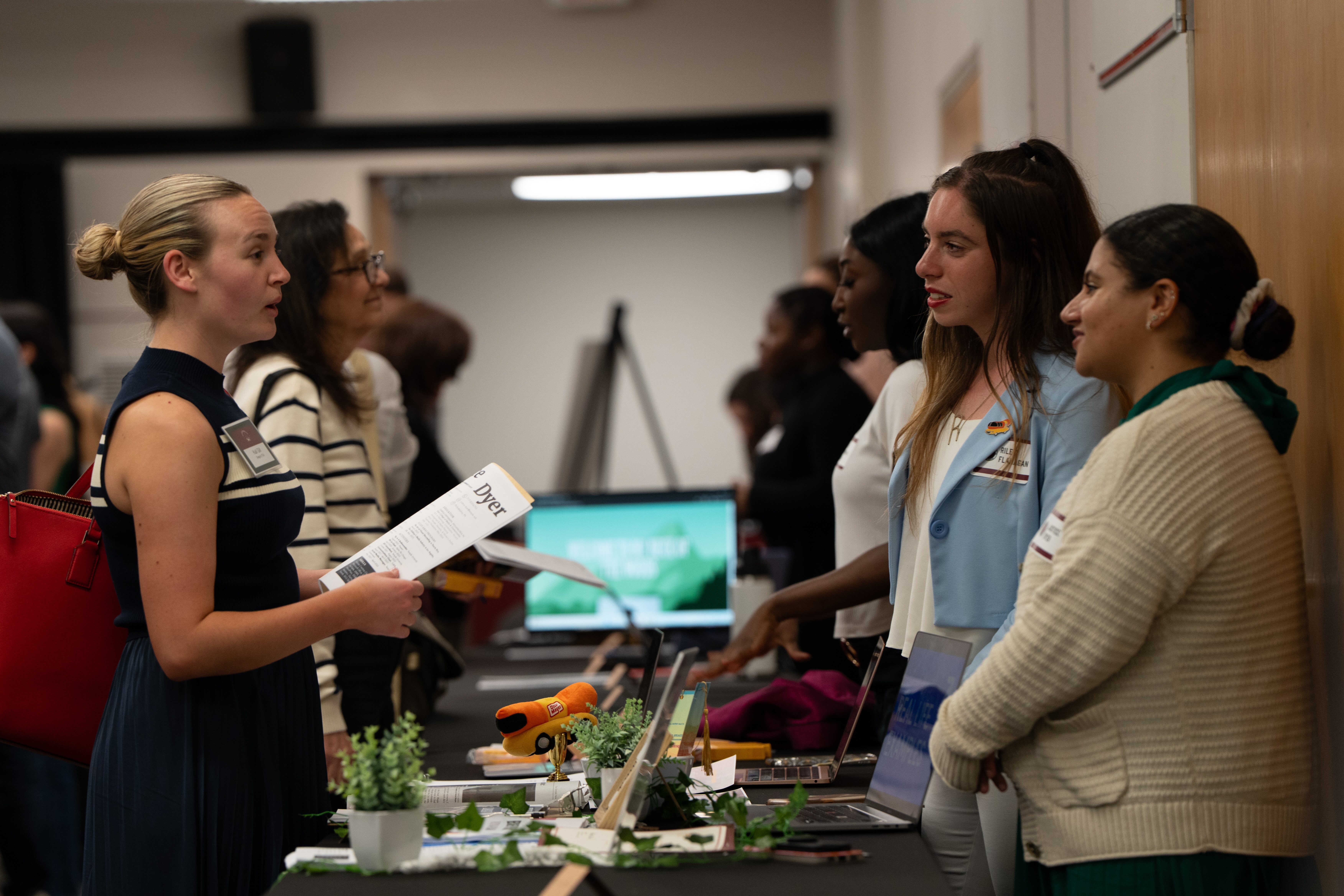 Student presenting work to employers