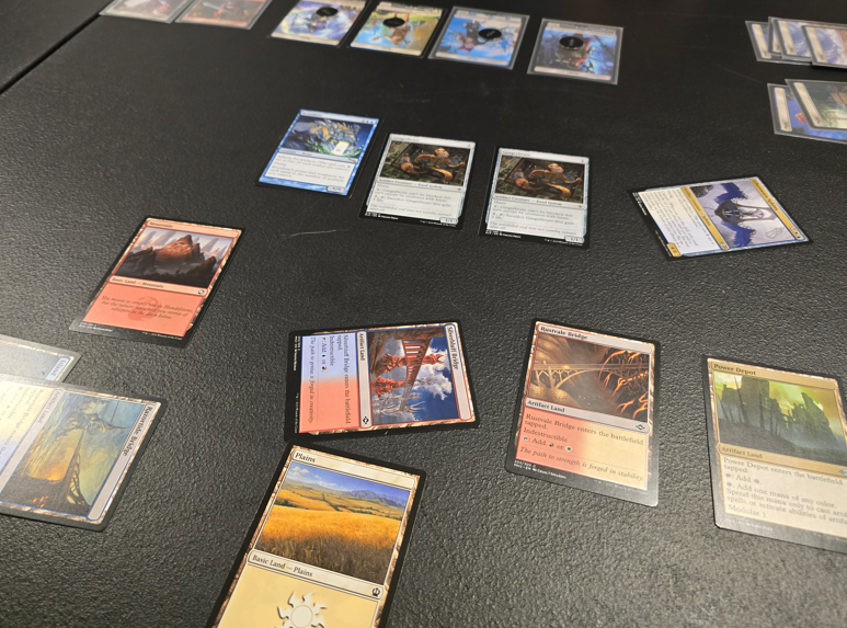 Magic The Gathering cards displayed on a table