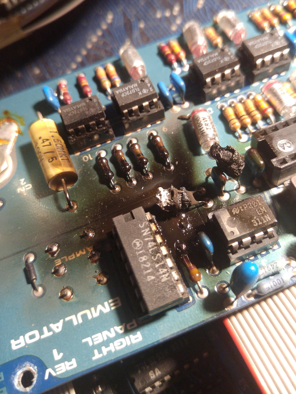 Close-up of an emulator board.