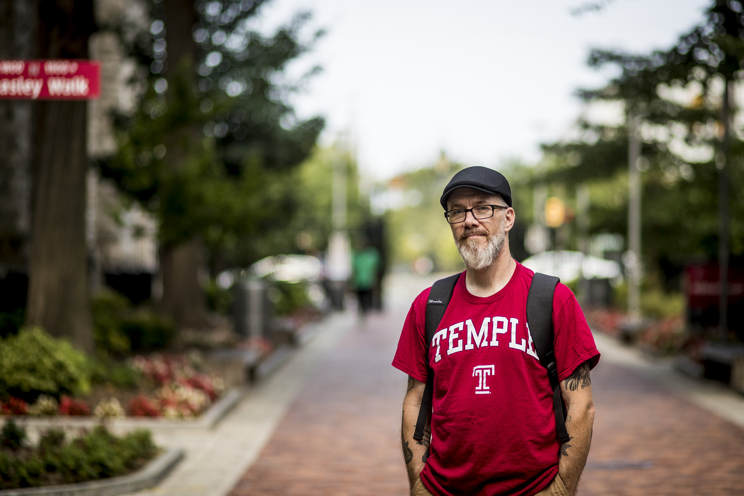 Brian Mengini standing on Liacouras Walk