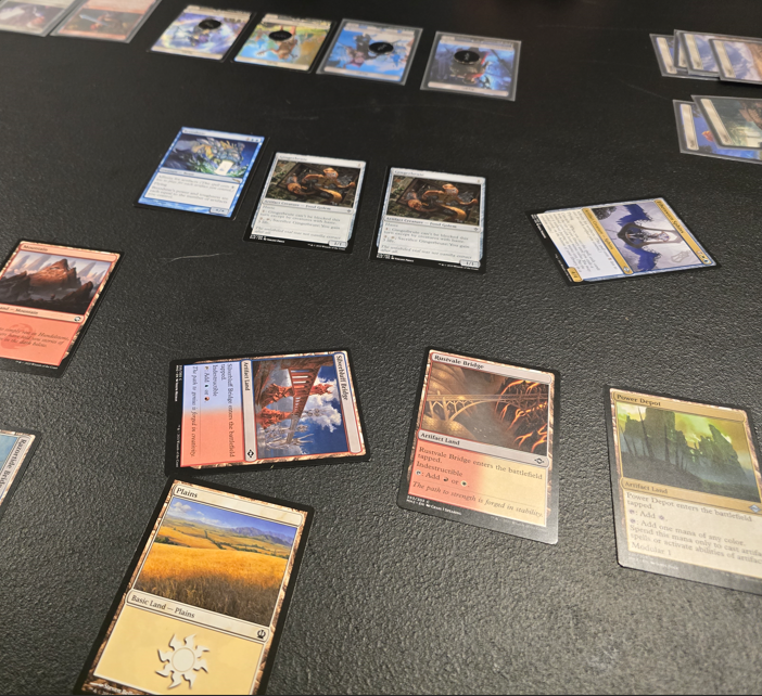 Magic: The Gathering cards laid out on a table