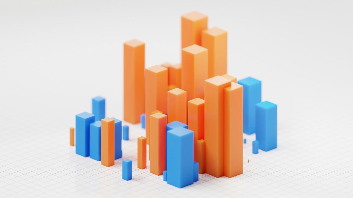 3D abstract rendering of data in a bar chart