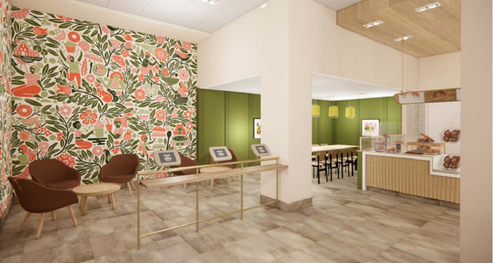 Rendering of new Panera Bread pictured.